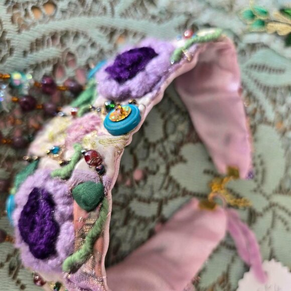 Purple Rose Choker Vintage Style Collar Lavender Fashion Romantic Necklace - Picture 6 of 7